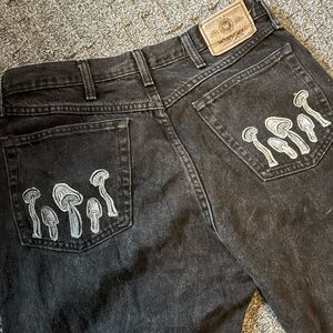 Vintage Custom Denim Wrangler 34x30 Faded Black Relaxed Fit Straight Tapered Leg